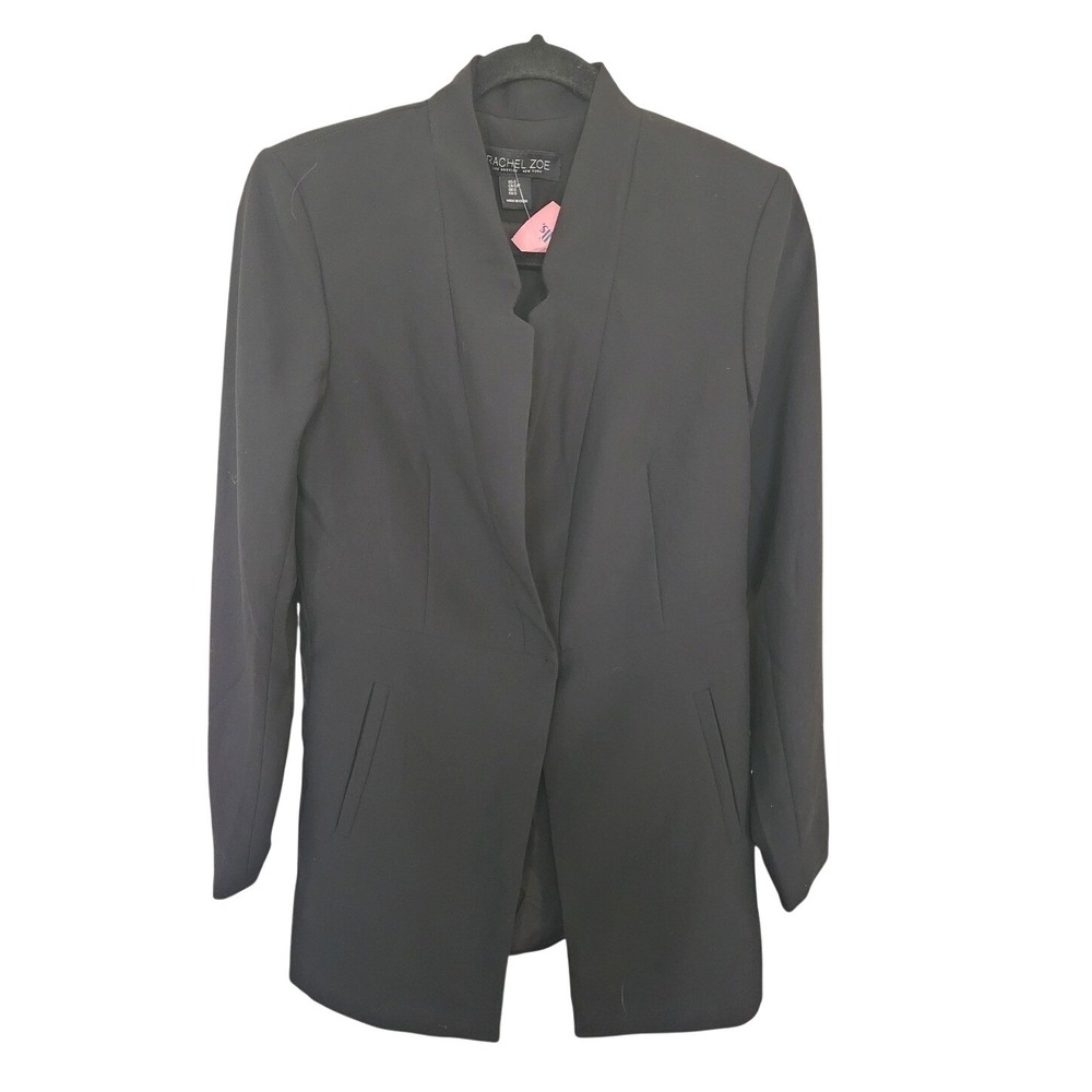 Rachel Zoe Black Open Front Blazer Jacket Stand Collar V2004L Womens Size Small